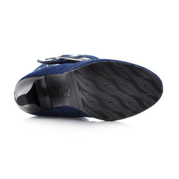 Trendy Denim Fall Knee High Boots