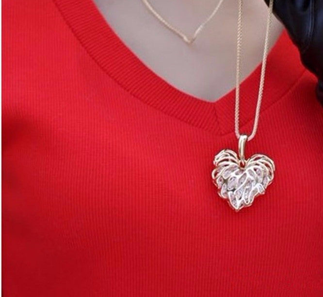 Chain-Hollow-Heart-Pendants-Necklaces-Gold-Silver-Plated-Crystal-Maple-Leaf