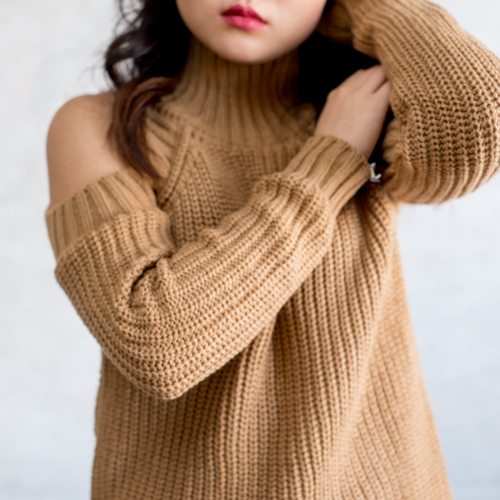 Off The Shoulder Solid Sweater