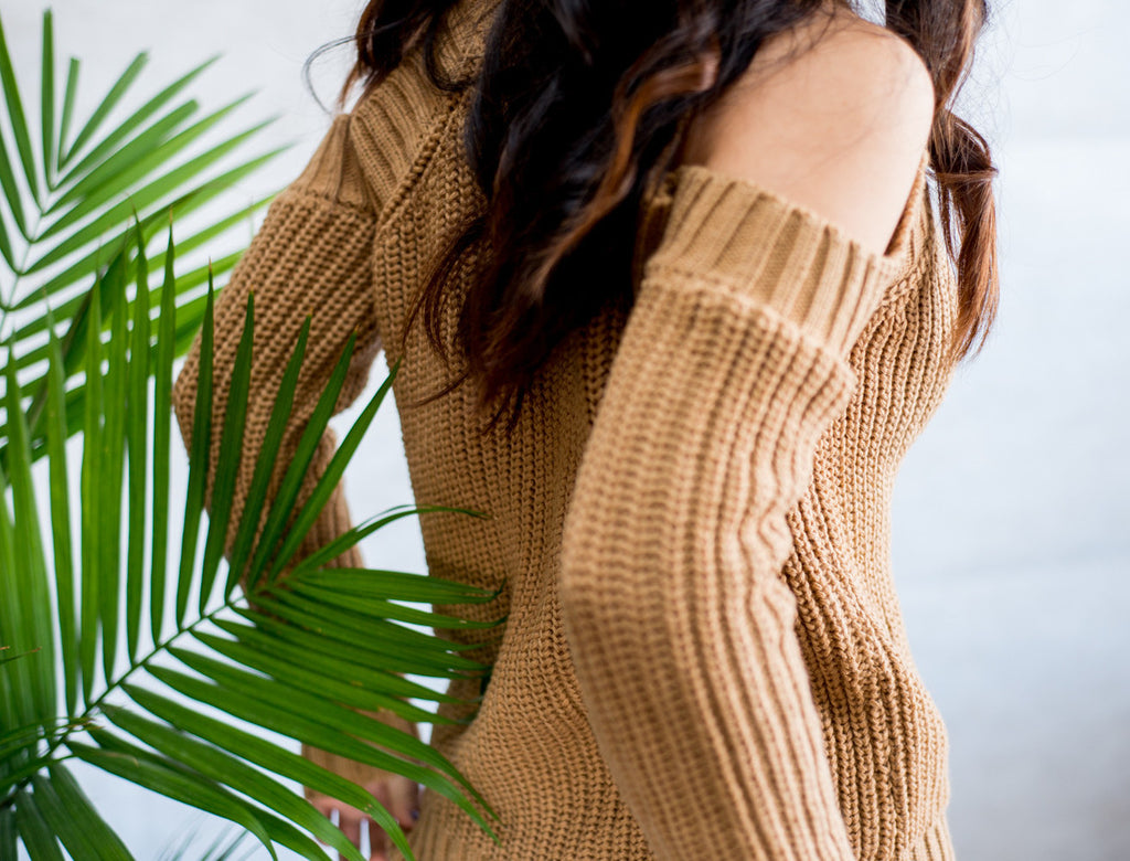 Off The Shoulder Solid Sweater