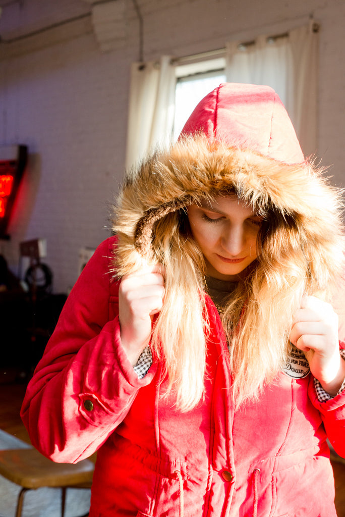 Cotton Padded Faux Fur Collar Parka