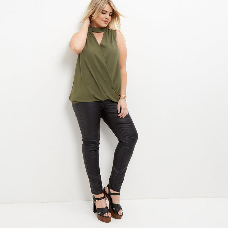 Sleeveless Choker Blouse, Plus size tops, Tops, Choker Blouse