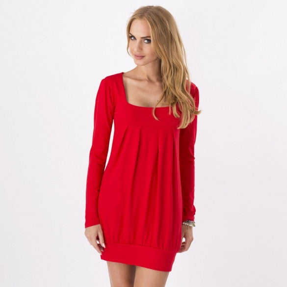 Solid Color Mini Dress