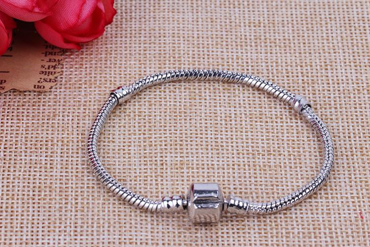 Silver-Charms-Bracelets-Snake-Chain-Beads-Bracelet