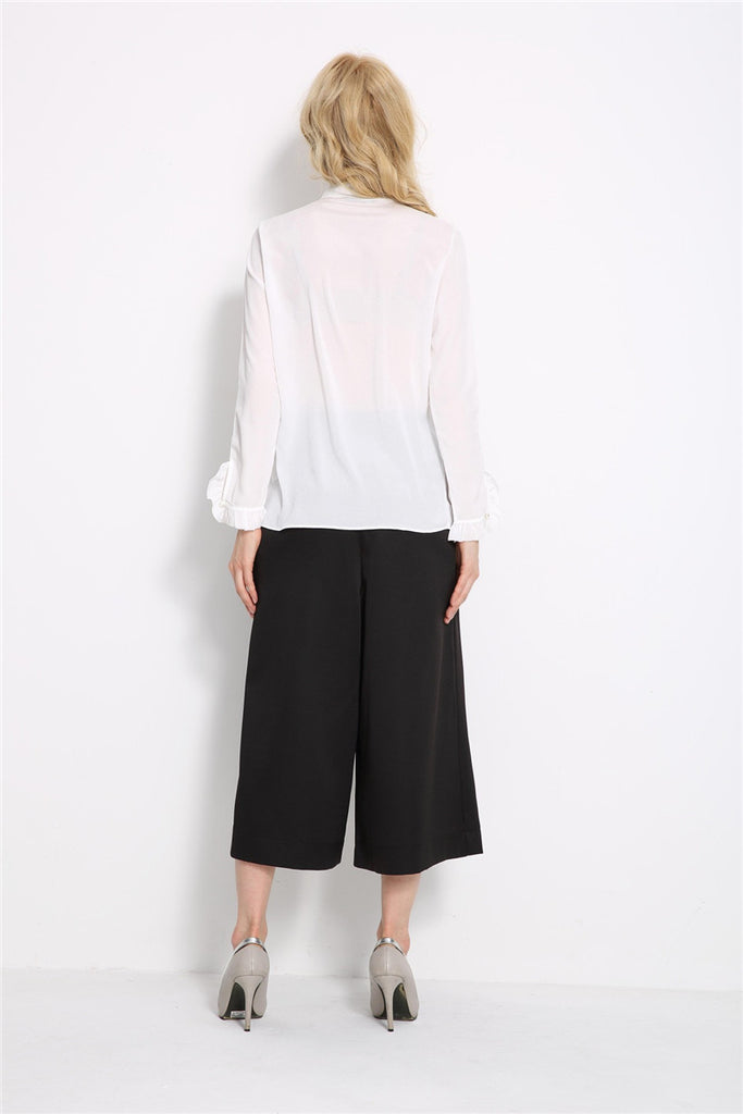 Neck Bow Tie Blouse, Tops, Office Wear, Elegant blouse, White blouse