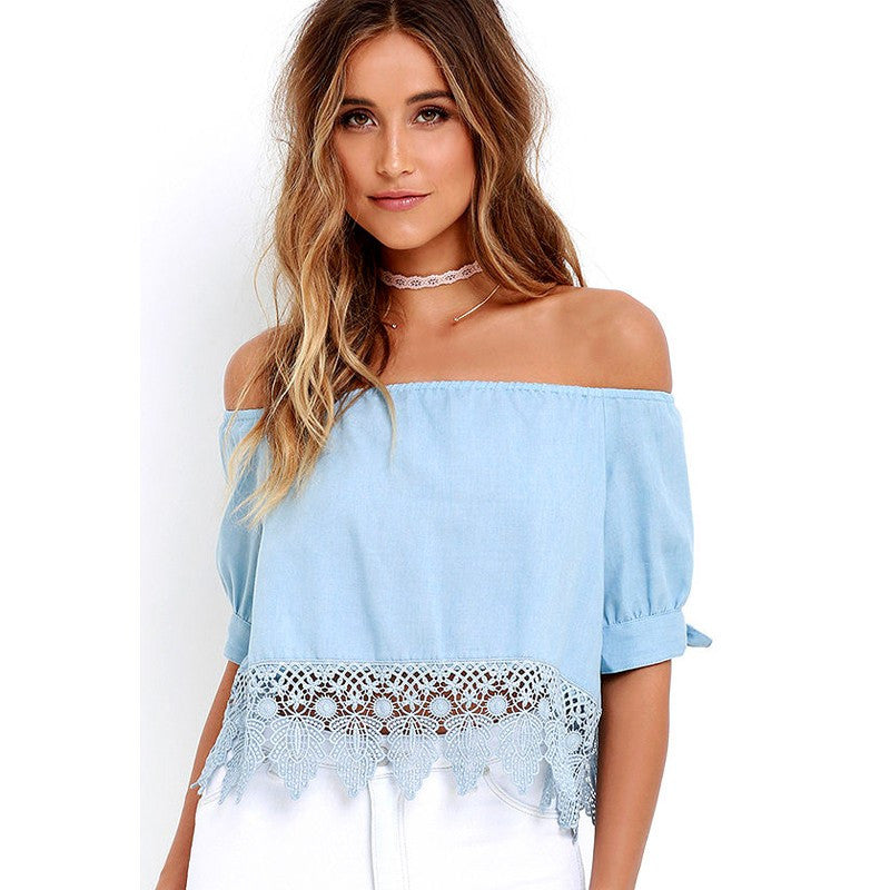 Off the shoulder flirty crochet top, Lace cropped top, Tops, slash neckline tops, off the shoulder top