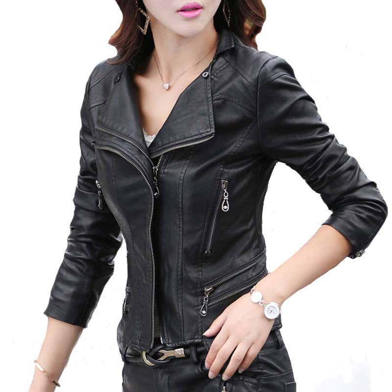 Short trendy leather jacket, leather jackets-kanndie, spring jackets