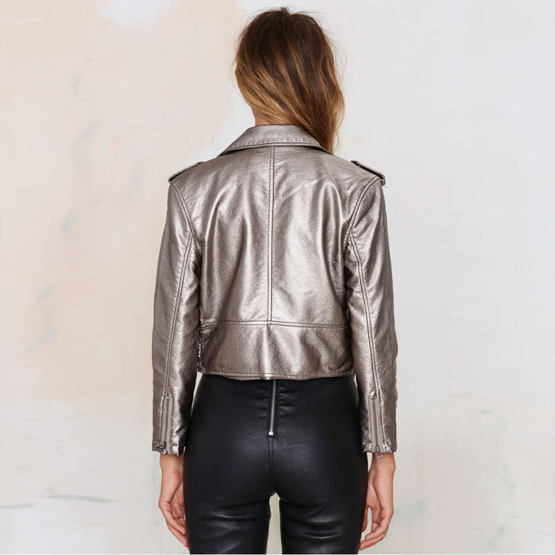 Spring Short Lapel Jacket, Silver jacket, spring jacket, Kanndie