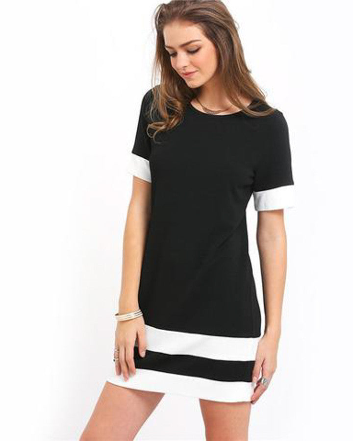 Black and White Casual Mini Dress