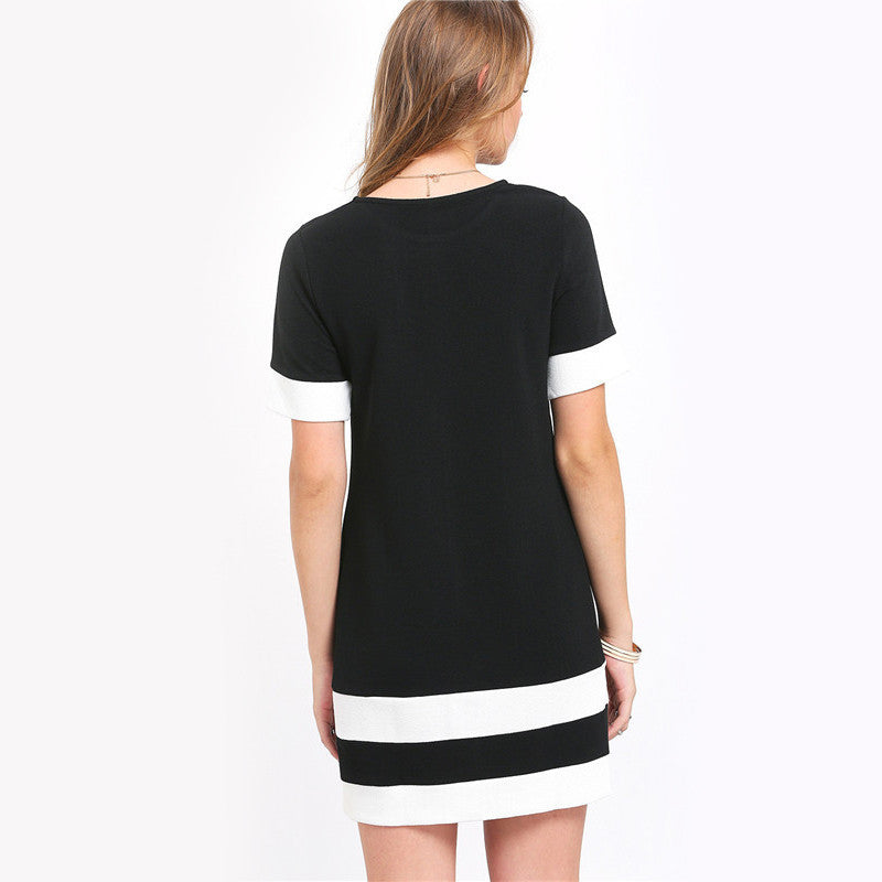 Black and White Casual Mini Dress, Black Mini Dress, Little Black Dress