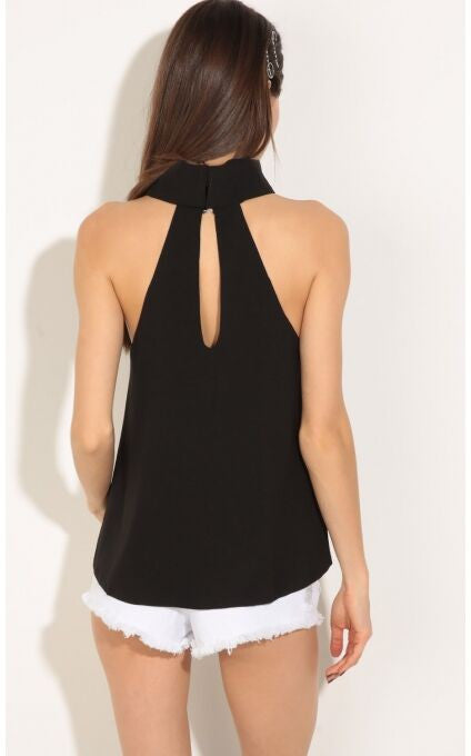 Asymmetrical Black Sleeveless Tank