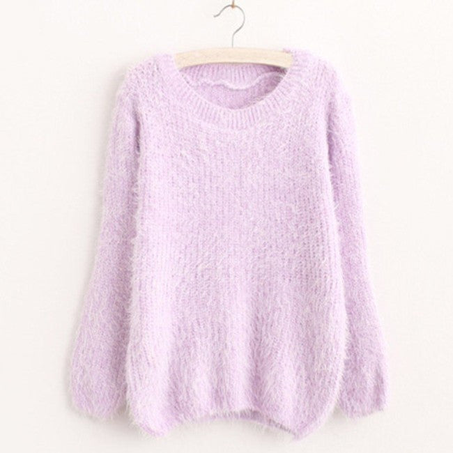 Fuzzy sweater, Long-sleeve fuzzy sweaters, sweaters-kanndie