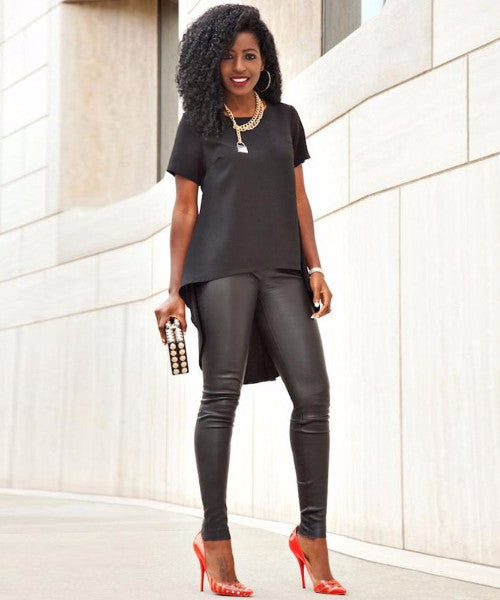 Short Sleeve Irregular Hemline Blouse