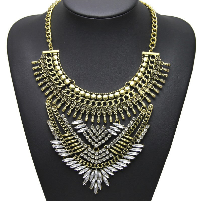 Necklace-High-Quality-Handmade-Statement-Jewelry-Rhinestone-Inlaid-Alloy-Base-Exaggerated-Pendant-Necklace