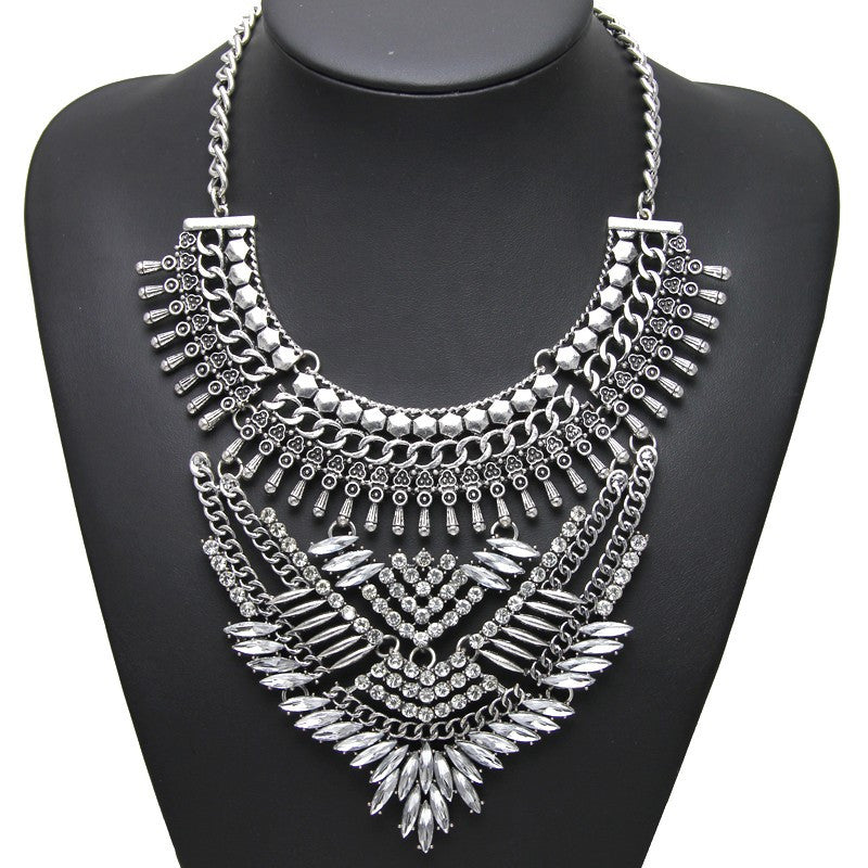 Necklace-High-Quality-Handmade-Statement-Jewelry-Rhinestone-Inlaid-Alloy-Base-Exaggerated-Pendant-Necklace