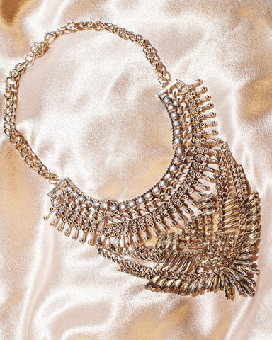 Simulated Pearl Weave Chain Necklace