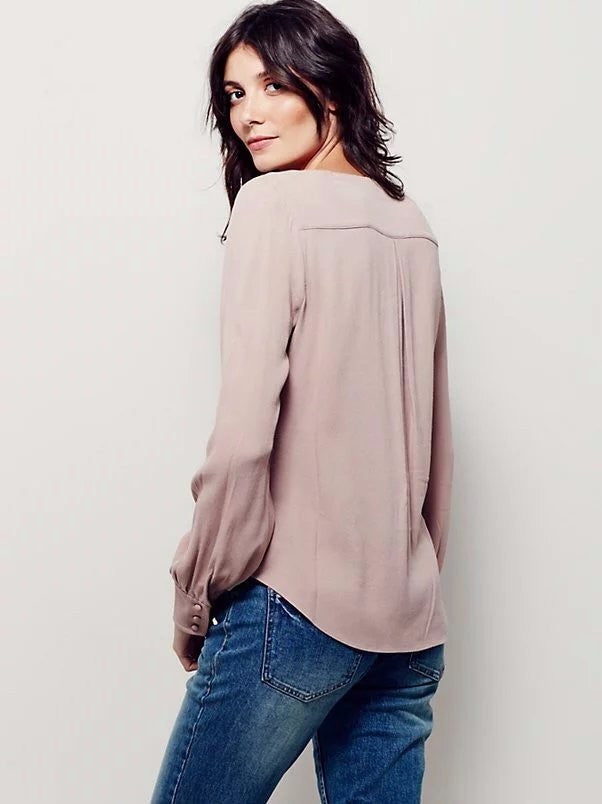 Detail V-Neck Blouse, Lace Up V-Neck Blouse, Sexy Lace Up Top