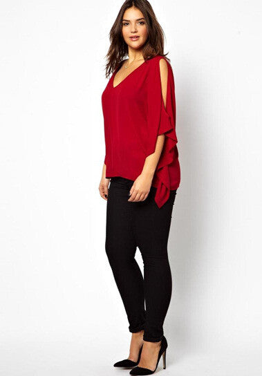 Cold shoulder batwing top, plus size tops, tops