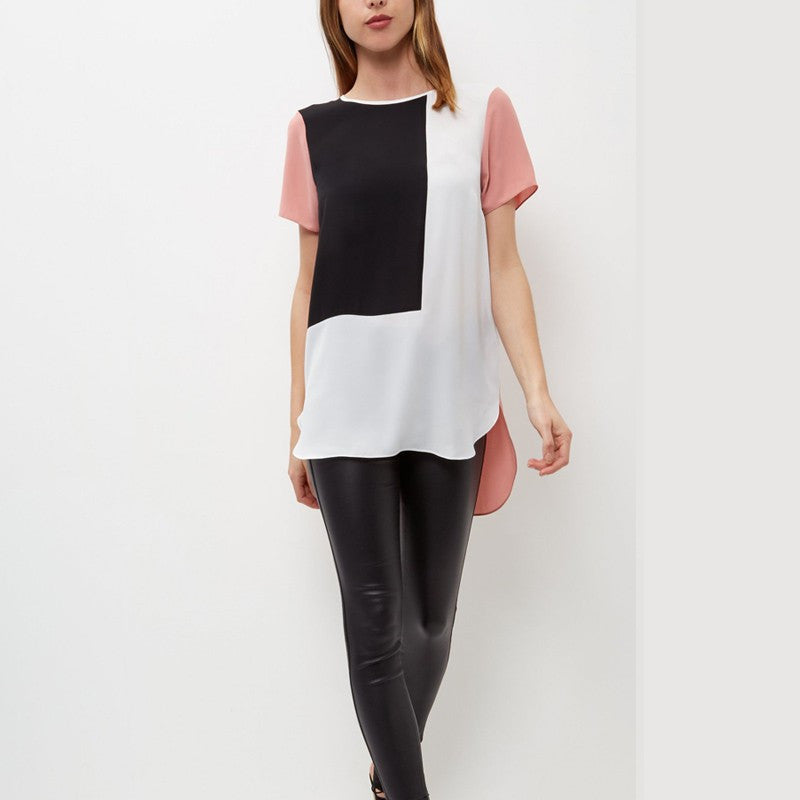 Loose Casual Patchwork Chiffon Blouse
