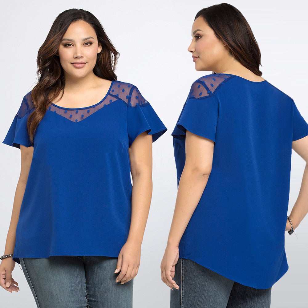 O-Neckline Short Sleeves Blouse