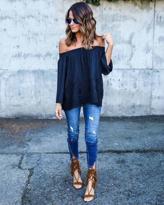 Slash Neck Loose Fit Top