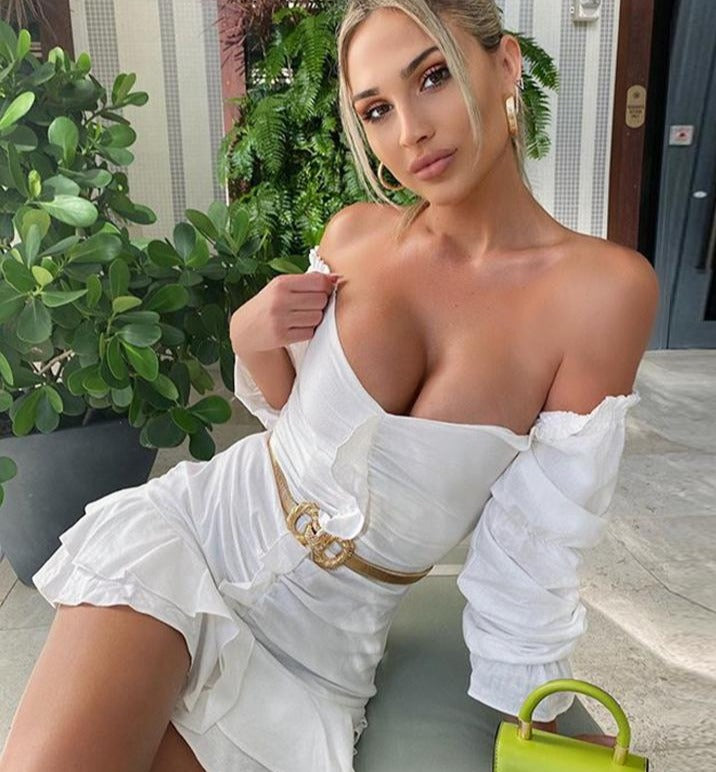 white-lace-mini-dress-puff-sleeves-lantern-sleeves-ruched-mini-dress-kanndie