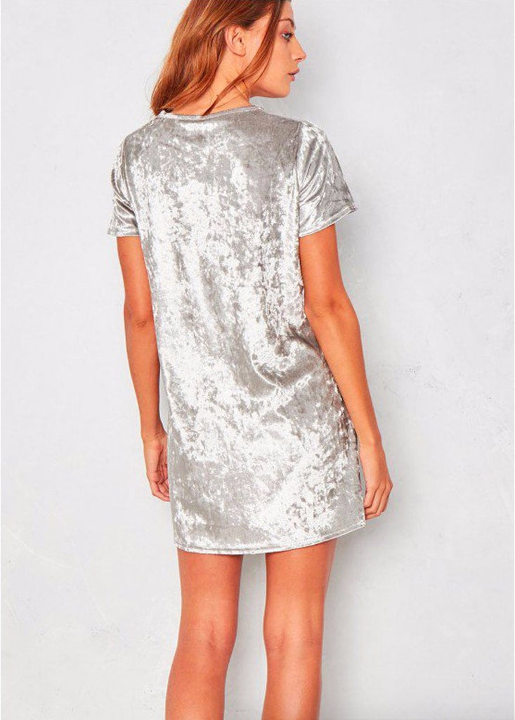 Short Sleeve Velvet Mini Dress, Date Night Dress, Mini Velvet Dress