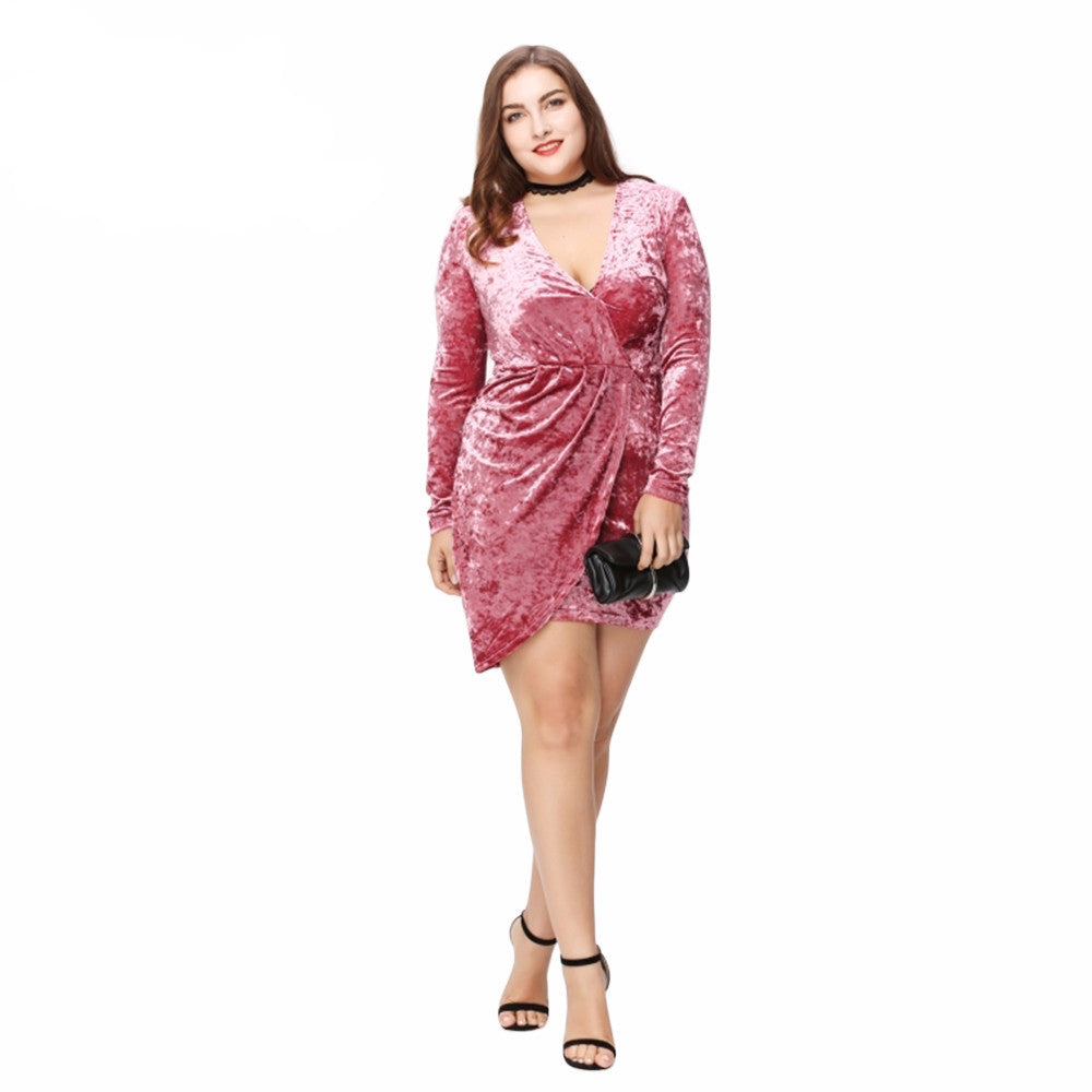 Velvet Wrap Dress, Plus size dresses, plus size party dresses, plus size velvet dresses, pink dress, kanndie
