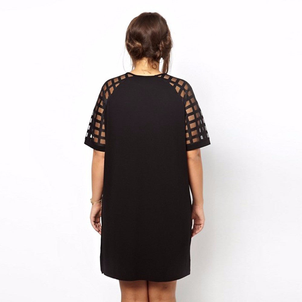 Caged Mesh Casual Dress, Black Dress, Plus size dresses, Plus size black dresses, kanndie, Date Night Dress