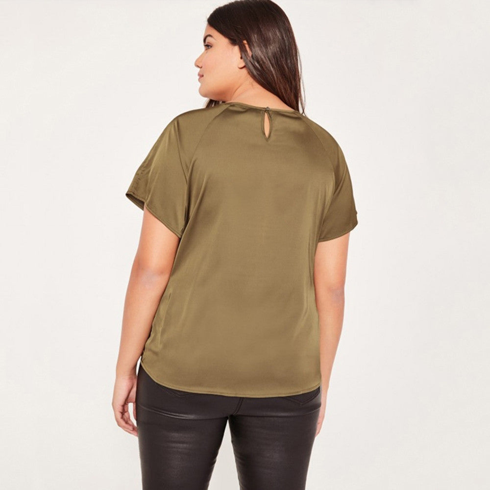 Olive tie front blouse, Plus size tops, tops, kanndie