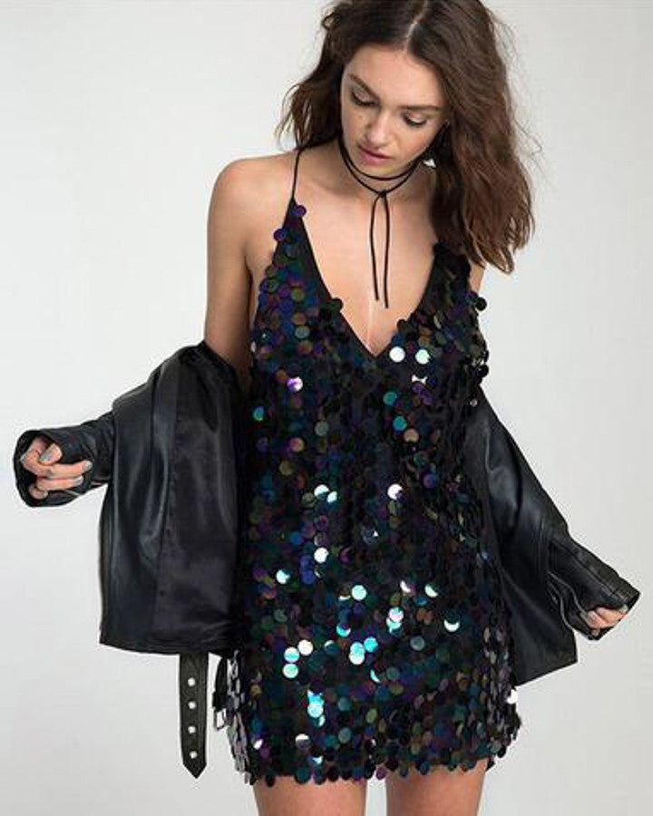 Low Cut Sequin Dress
