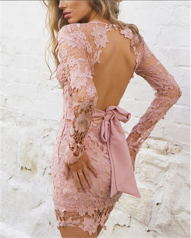 Backless Lace Hollow Out Dress