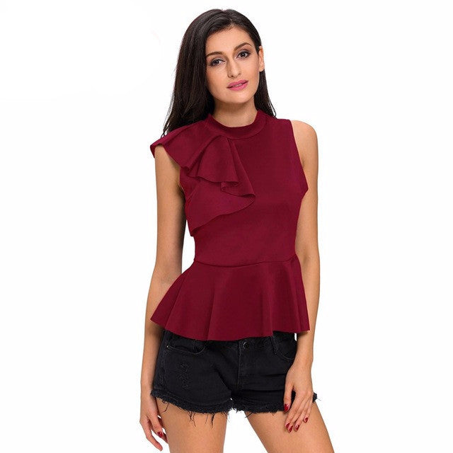 Ruffle Peplum Top, Ruffle Top, Sleeveless Ruffle Top, Tops