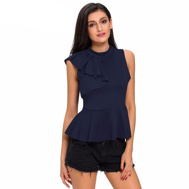 Ruffle Peplum Top, Ruffle Top, Sleeveless Ruffle Top, Tops