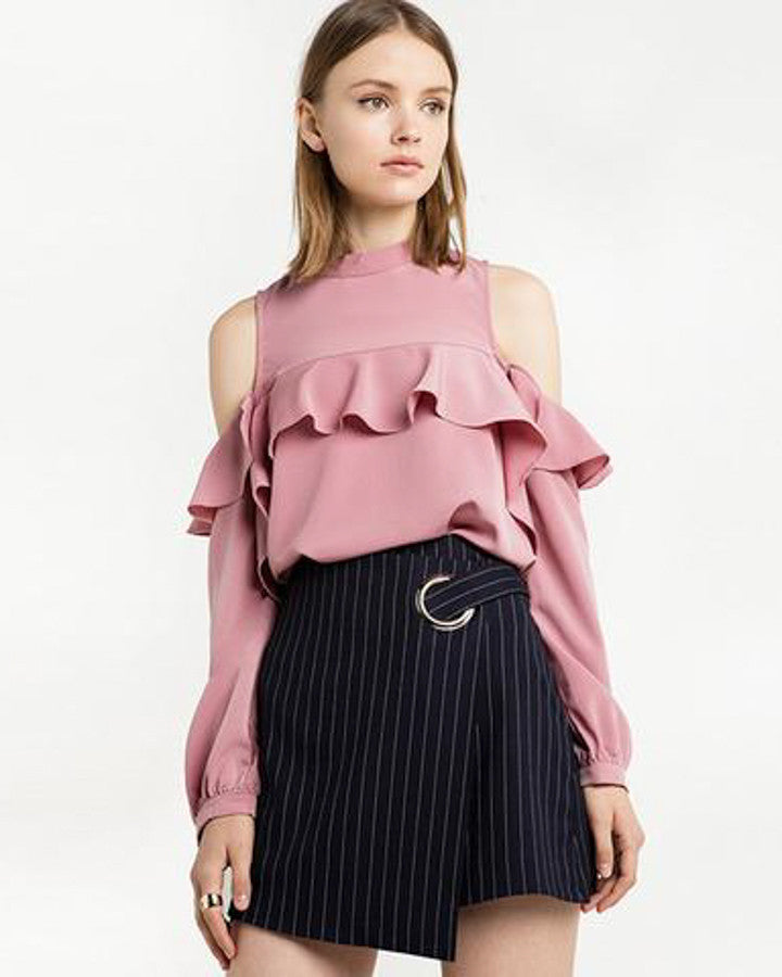 Cold Shoulder Ruffle Top