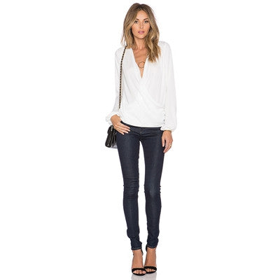 V Neck Wrap Top, Tops