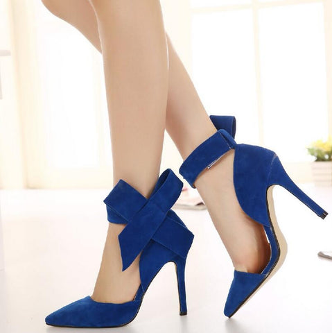 Lace Up Studded Pointed Toe Stilettos