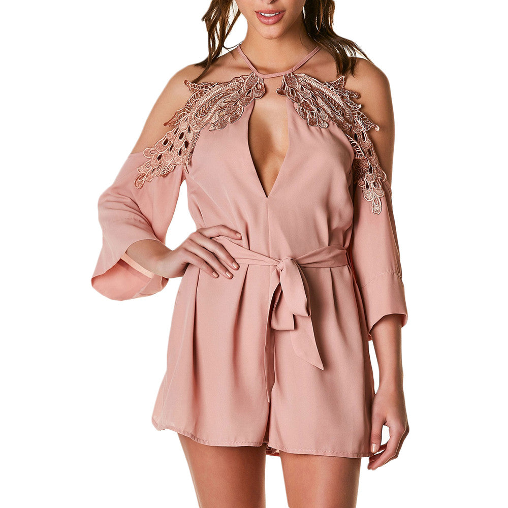 cold-shoulder-embroidered-romper