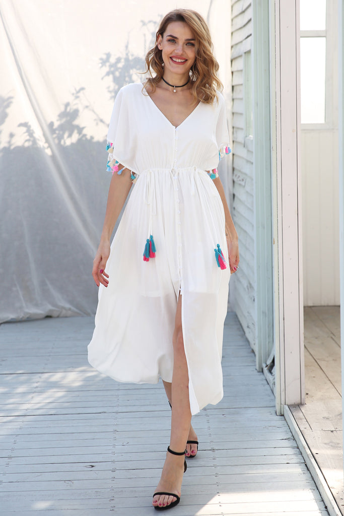 white-summer-spring-dress-batwing-dress-tassel-dress-side-slit-dress-backless-dress-maxi-dress-sunday-dress-beach-dress