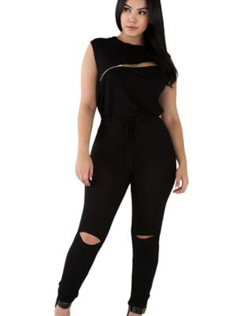Zipper-Jumpsuit-Ripped-Knees-Kanndie-Black-Pink-Blue-Gray-Jumpsuit-casual-Creative-Zip-Line-Black-Stretchy-Jumpsuit-Long-Pants