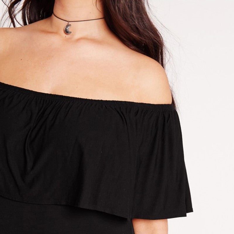 Off the shoulder black dress, ruffle dress, black dress, plus size black dress-kanndie