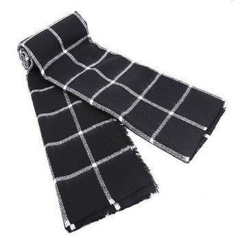 Black Plaid Trendy Scarf, kanndie