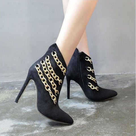 Lace Up Studded Pointed Toe Stilettos