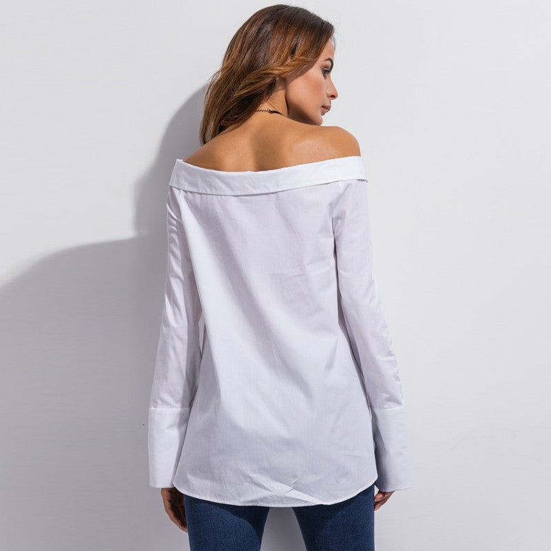 Off the shoulder cotton white blouse, kanndie, office wear,
