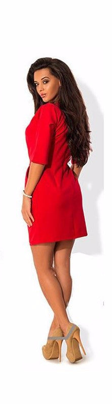 O-Neck Half Sleeved Bodycon Dress, Office Wear, Ruched Casual Dress, Casual Office Dress