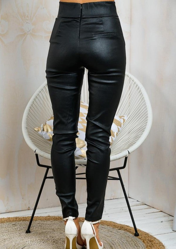 High Rise Wembley Pleated Leather Pants - Leather Hub Online