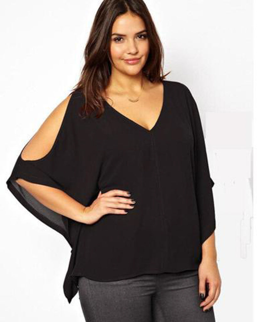 Batwing Cut Out Sleeve Blouse