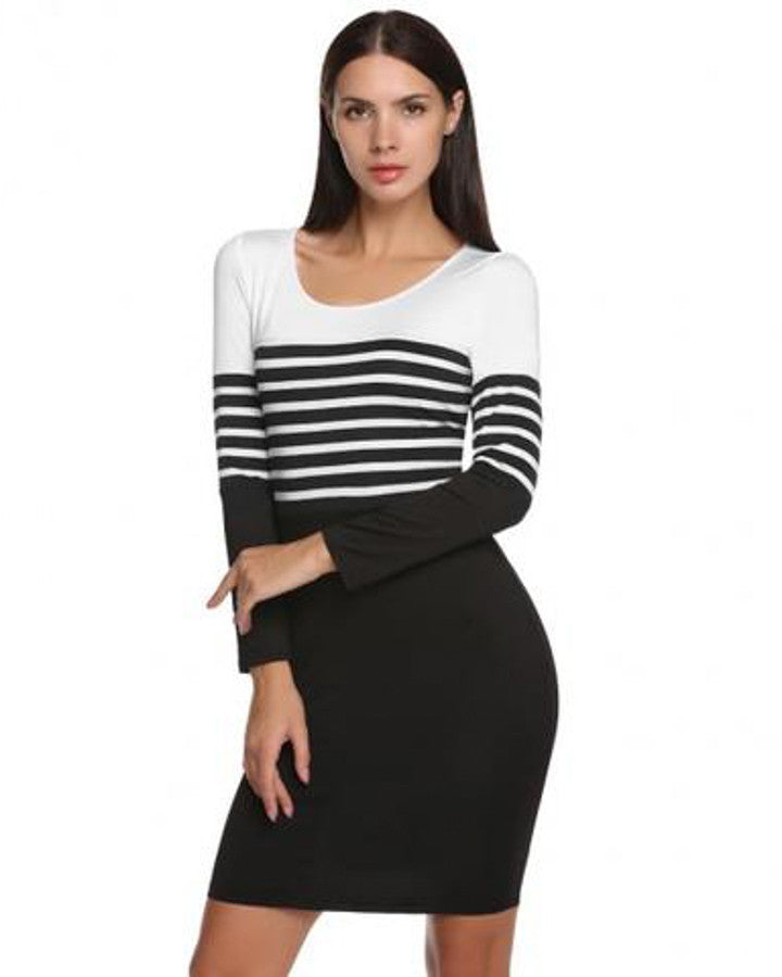White and Black Striped Dress
