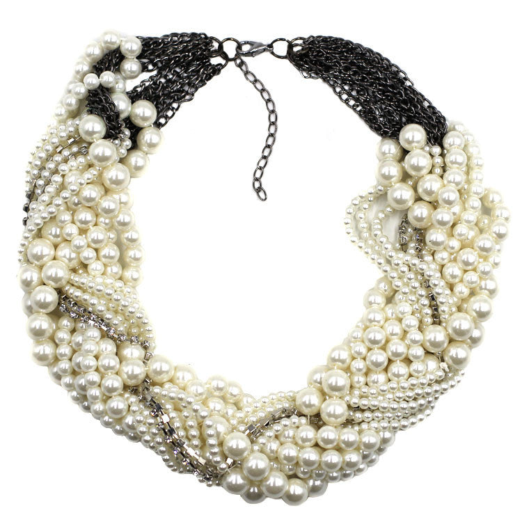 Pearl-String-Knitting-Chunky-Collar-Chokers-Necklaces