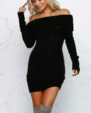 Knitted Bodycon Boat Neck Dress
